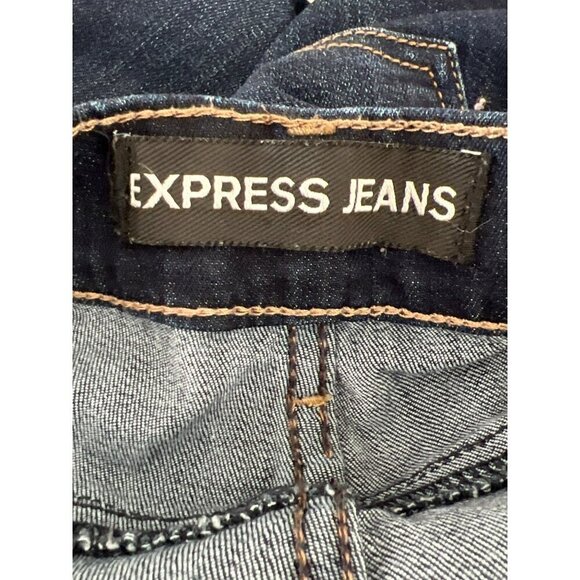 EXPRESS JEANS Distressed Mid-Rise Jean Dark Wash Sz 10R EUC - Picture 4 of 5